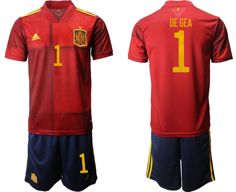 Men 2021 European Cup Spain home red #1 Soccer Jersey1->spain jersey->Soccer Country Jersey